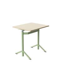 Hæve-sænkbord elevborde Atlas 1132, 700x600 mm, hvidpigmenteret egelaminat, grønt stel