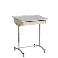 Elevbord, stilbar 128, lysgrå linoleum, alugråt stel