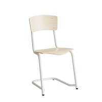 Stol Mia 190 birk laminat med hvide ben, siddehøjde 440 mm