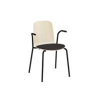 Stol Add 5901 birk laminat, polstret sæde i sort tekstil, sort stel