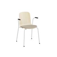 Stol Add 5901 birk laminat, polstret sæde i beige tekstil, hvidt stel