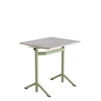 Hæve-sænkbord elevborde Atlas 1132, 700x600 mm, lys grå linoleum, grønt stel