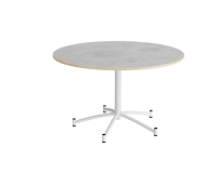 Rundt bord Zam Ø1200 mm, lysegrå linoleum på hvidt stel