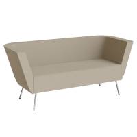 Sofa 2-pers Piece med høje armlæn, betrukket med beige tekstil, metalben