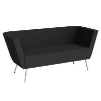 Sofa 2-pers Piece med høje armlæn, betrukket med sort tekstil, metalben