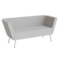 Sofa 2-pers Piece med høje armlæn, betrukket med lys grå tekstil, metalben