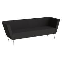 Sofa 3-pers Piece med høje armlæn, betrukket med sort tekstil, metalben