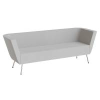 Sofa 3-pers Piece med høje armlæn, betrukket med lys grå tekstil, metalben