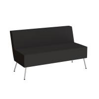 Sofa 2-pers Piece uden armlæn, betrukket med sort tekstil, metalben