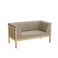 Sofa Poker 2-pers Beige tekstil, massiv birk