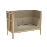 Sofa Poker Silence 2-pers Beige tekstil, massiv birk