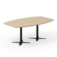 Konferencebord DNA, Eg 2000x1200 mm bådformet, Sort understel