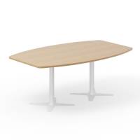 Konferencebord DNA, Eg 2000x1200 mm bådformet, Hvidt understel