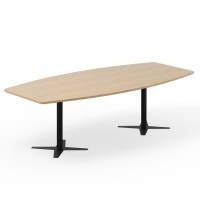 Konferencebord DNA, Eg 2600x1200 mm bådformet, Sort understel