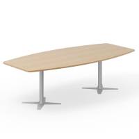 Konferencebord DNA, Eg 2600x1200 mm bådformet, Alugråt understel