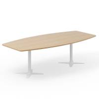 Konferencebord DNA, Eg 2600x1200 mm bådformet, Hvidt understel