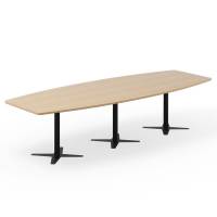 Konferencebord DNA, Eg 3200x1200 mm bådformet, Sort understel