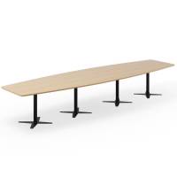Konferencebord DNA, Eg 4400x1200 mm bådformet, Sort understel