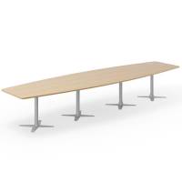 Konferencebord DNA, Eg 4400x1200 mm bådformet, Alugråt understel