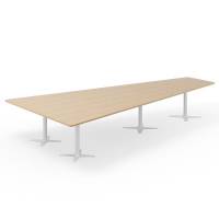 Konferencebord DNA, Eg 4400x2175 mm trapezformet, Hvidt understel