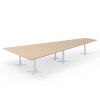 Konferencebord DNA, Eg 5000x2365 mm trapezformet, Hvidt understel
