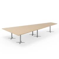 Konferencebord DNA, Eg 5000x2365 mm trapezformet, Alugråt understel