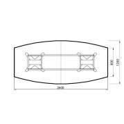 Konferencebord DNA bådformet 2600x1200mm antracit, sort understel