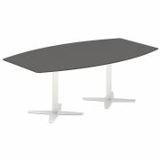 Konferencebord DNA bådformet 2000x1200mm antracit, hvidt understel
