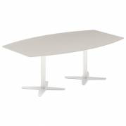 Konferencebord DNA bådformet 2000x1200mm hvid, hvidt understel