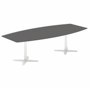 Konferencebord DNA bådformet 2600x1200mm antracit, hvidt understel