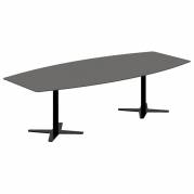 Konferencebord DNA bådformet 2600x1200mm antracit, sort understel