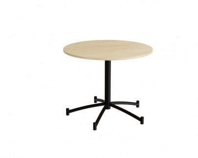 Rundt bord Zam Ø900 mm, lyddæmpende birk laminat på sort stel