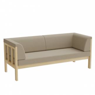 Sofa Poker 3-pers Beige tekstil, massiv birk