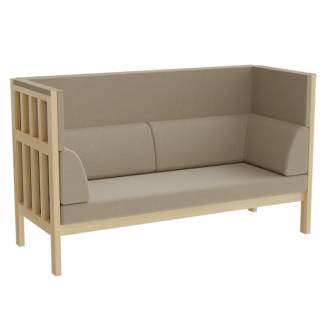 Sofa Poker Silence 3-pers Beige tekstil, massiv birk