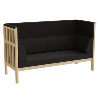 Sofa Poker Silence 3-pers Sort tekstil, massiv birk