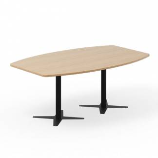 Konferencebord DNA, Eg 2000x1200 mm bådformet, Sort understel