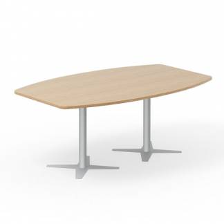 Konferencebord DNA, Eg 2000x1200 mm bådformet, Alugråt understel