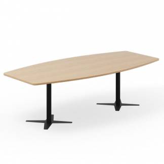 Konferencebord DNA, Eg 2600x1200 mm bådformet, Sort understel