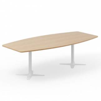 Konferencebord DNA, Eg 2600x1200 mm bådformet, Hvidt understel