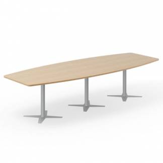 Konferencebord DNA, Eg 3200x1200 mm bådformet, Alugråt understel