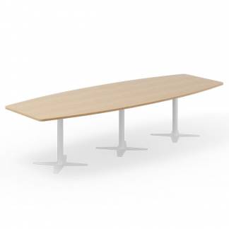 Konferencebord DNA, Eg 3200x1200 mm bådformet, Hvidt understel