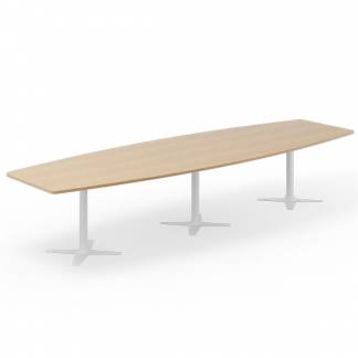 Konferencebord DNA, Eg 3800x1200 mm bådformet, Hvidt understel