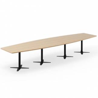 Konferencebord DNA, Eg 4400x1200 mm bådformet, Sort understel