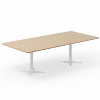 Konferencebord DNA, Eg 2600x1200 mm rektangulært, Hvidt understel