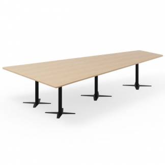 Konferencebord DNA, Eg 3800x1990 mm trapezformet, Sort understel