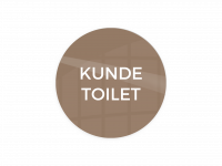 Skilt "Kunde toilet" Ø10 cm, aluminium, caffe latte