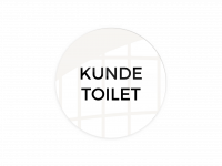 Skilt "Kunde toilet" Ø10 cm, aluminium, hvid