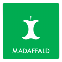 Skilt affaldspiktogram MADAFFALD 12x12 cm, aluminium, grøn/hvid