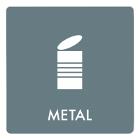 Skilt affaldspiktogram METAL 12x12 cm, aluminium, grå/hvid