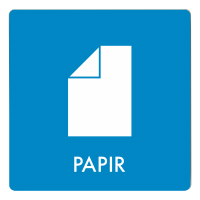Skilt affaldspiktogram PAPIR 12x12 cm, aluminium, blå/hvid